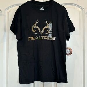 Realtree Mens Size Large Crew Neck T-Shirt Black Camo